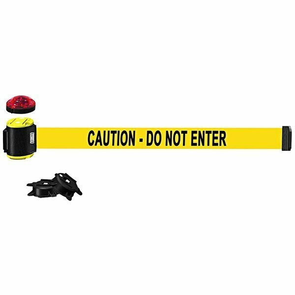 Banner Stakes 15' Yellow ''Caution - Do Not Enter'' Magnetic Wall Mount Belt Barrier 466MH1502L